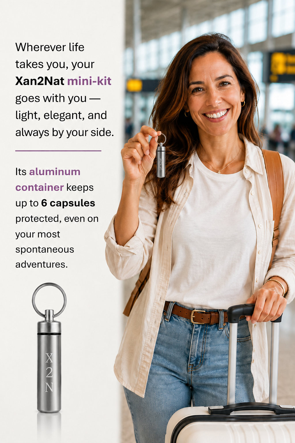 Xan2Nat benefits callouts with woman using Vitality