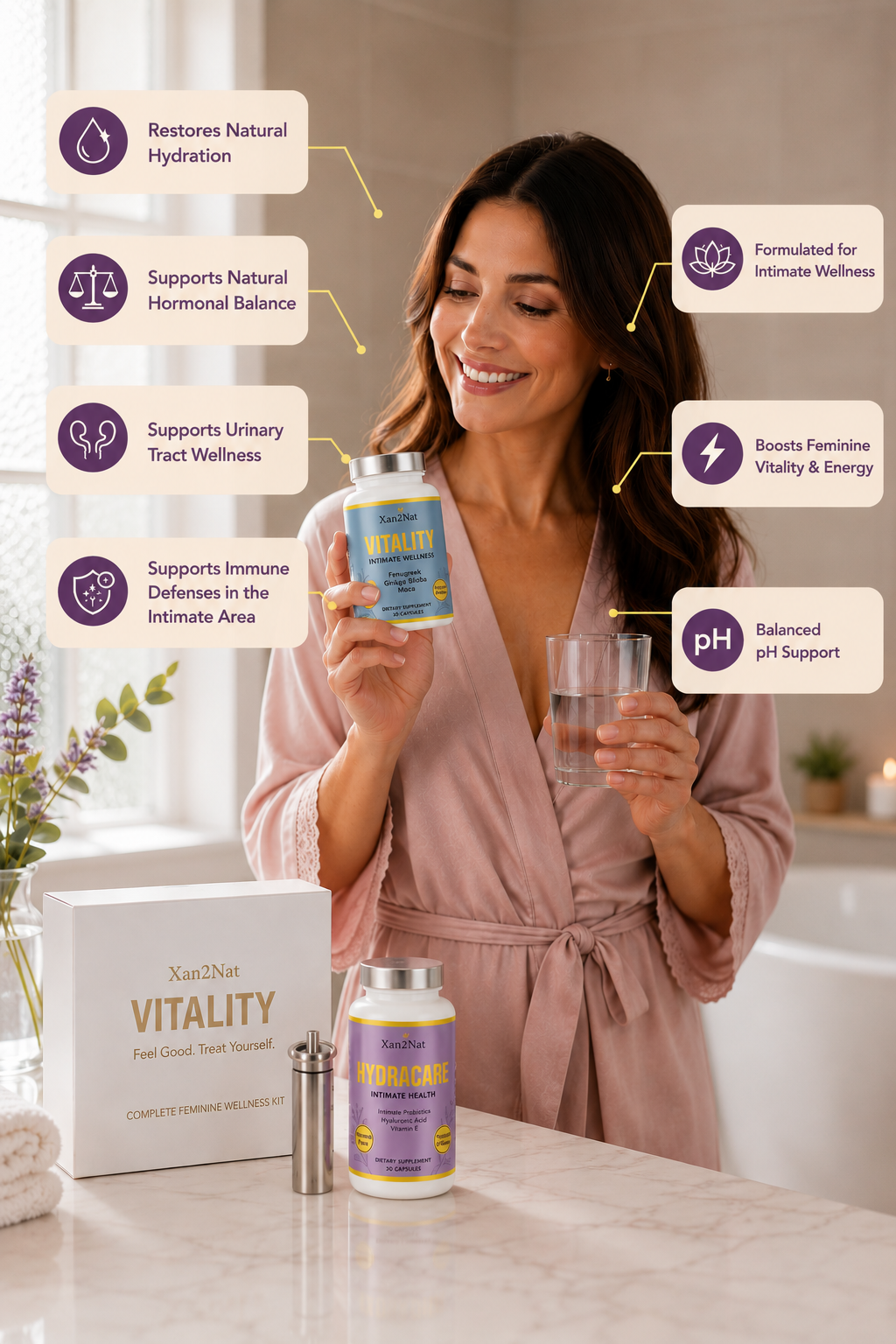 HydraCare hydrates, Vitality awakens feminine energy